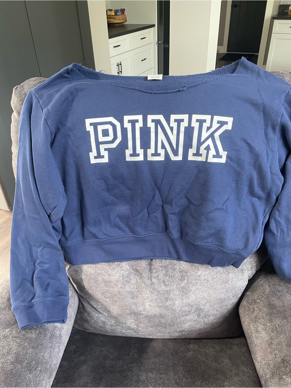 PINK Victoria's Secret Navy Crewneck with White Lettering